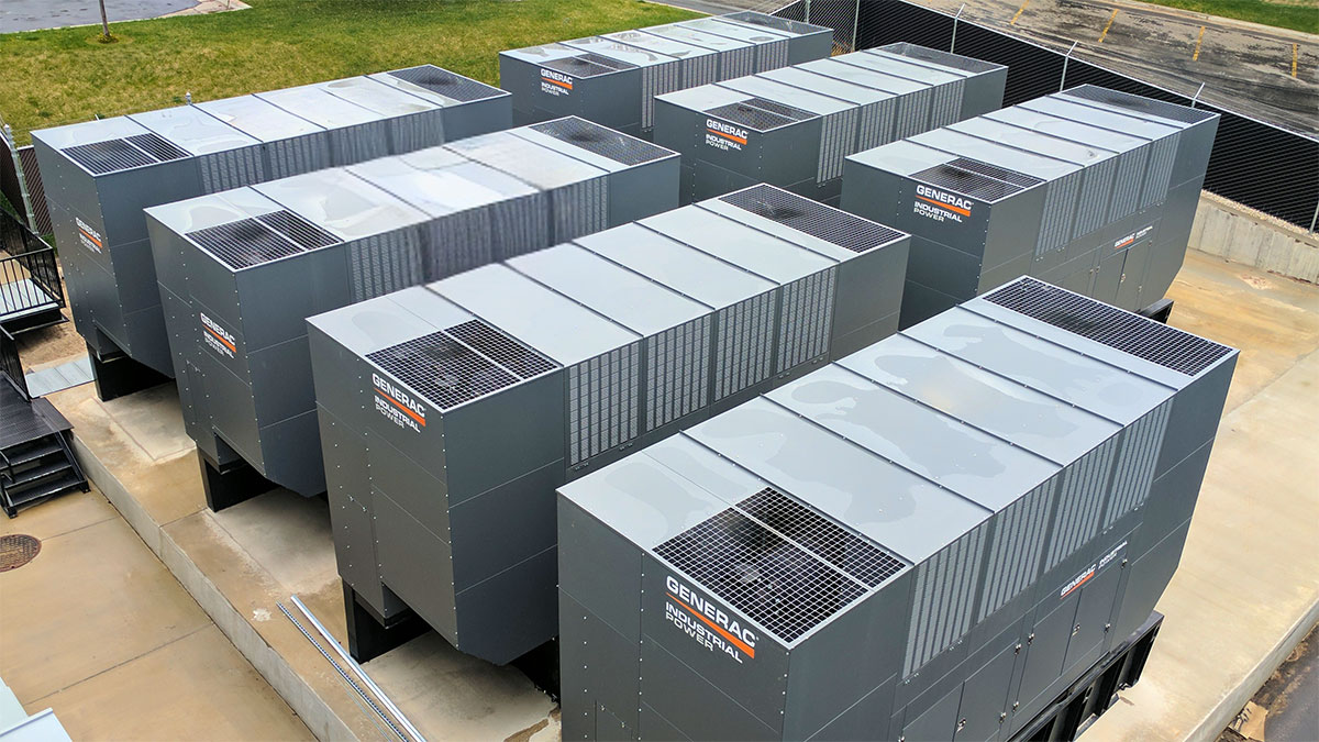 Rooftop industrial cooling and electrical power units supporting data-center and critical infrastructure operations, evaluated for electromagnetic field (EMF) and EMI exposure.